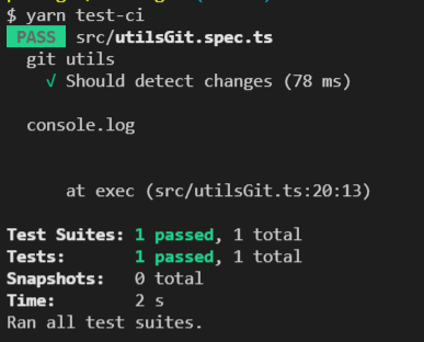 Output of running Jest tests